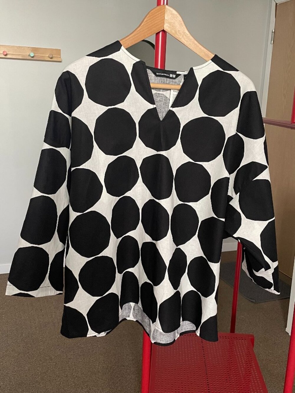 Uniqlo x Marimekko 3/4 Sleeve Shirt/Tunic - Size L - Black/White - NWT